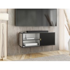 Atvērts TV galdiņš LUNO 2, Balts/Melns/Zelts